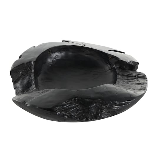 17.75" Black Teak Wood Handmade Live Edge Decorative Bowl